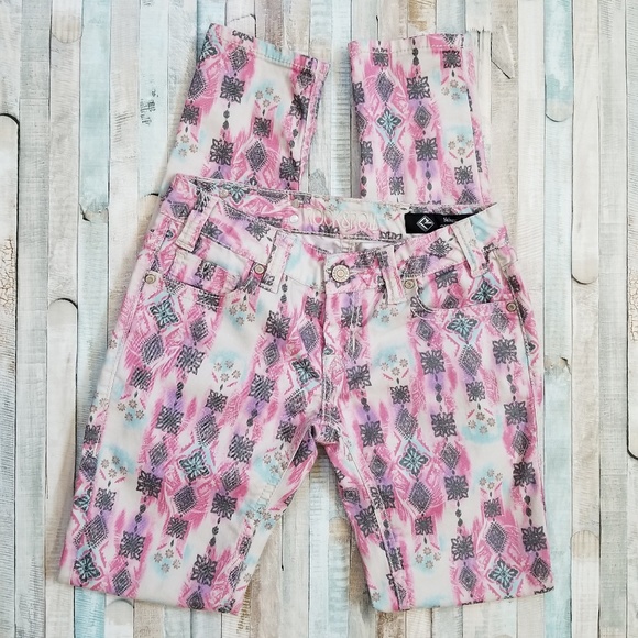 Rock & Roll Cowgirl Pink Print Skinny Jeans - Picture 4 of 8